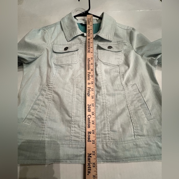 BACCINI DENIM LT GREEN JACKET SIZE PETITE LARGE - Picture 2 of 8